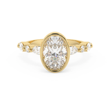 Oval Bezel Pave Lab Grown Diamond Engagement Ring