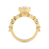 Oval Bezel Pave Lab Grown Diamond Engagement Ring