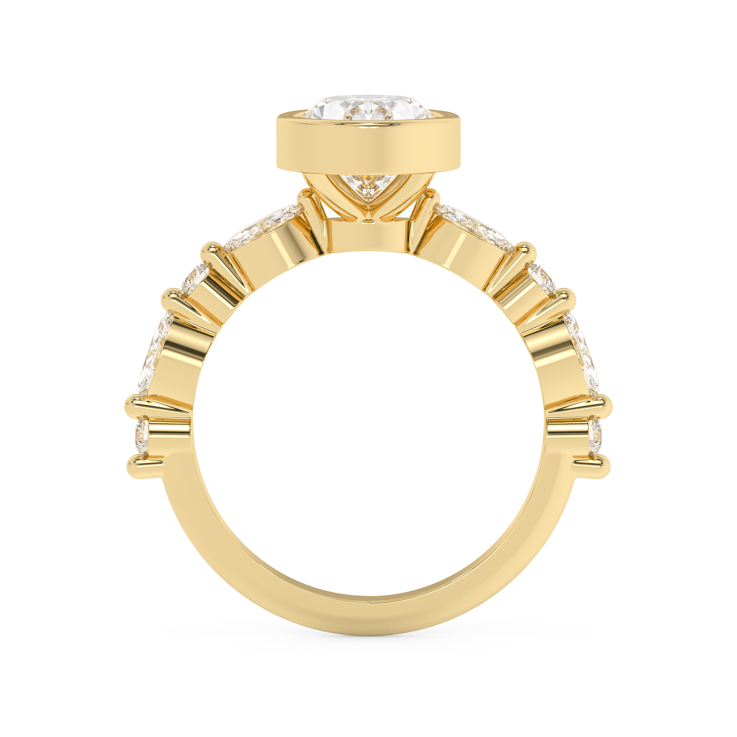 Oval Bezel Pave Lab Grown Diamond Engagement Ring
