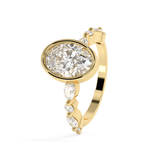 Oval Bezel Pave Lab Grown Diamond Engagement Ring