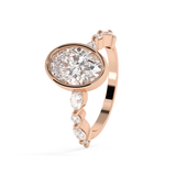 Oval Bezel Pave Lab Grown Diamond Engagement Ring