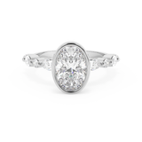 Oval Bezel Pave Lab Grown Diamond Engagement Ring