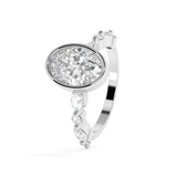 Oval Bezel Pave Lab Grown Diamond Engagement Ring