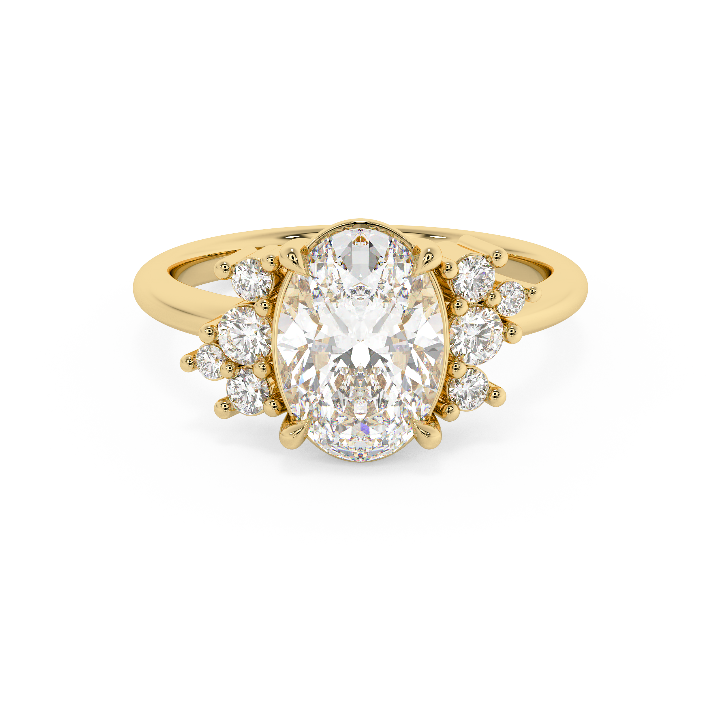 Oval Cluster Lab Grown Diamond Engagement Ring