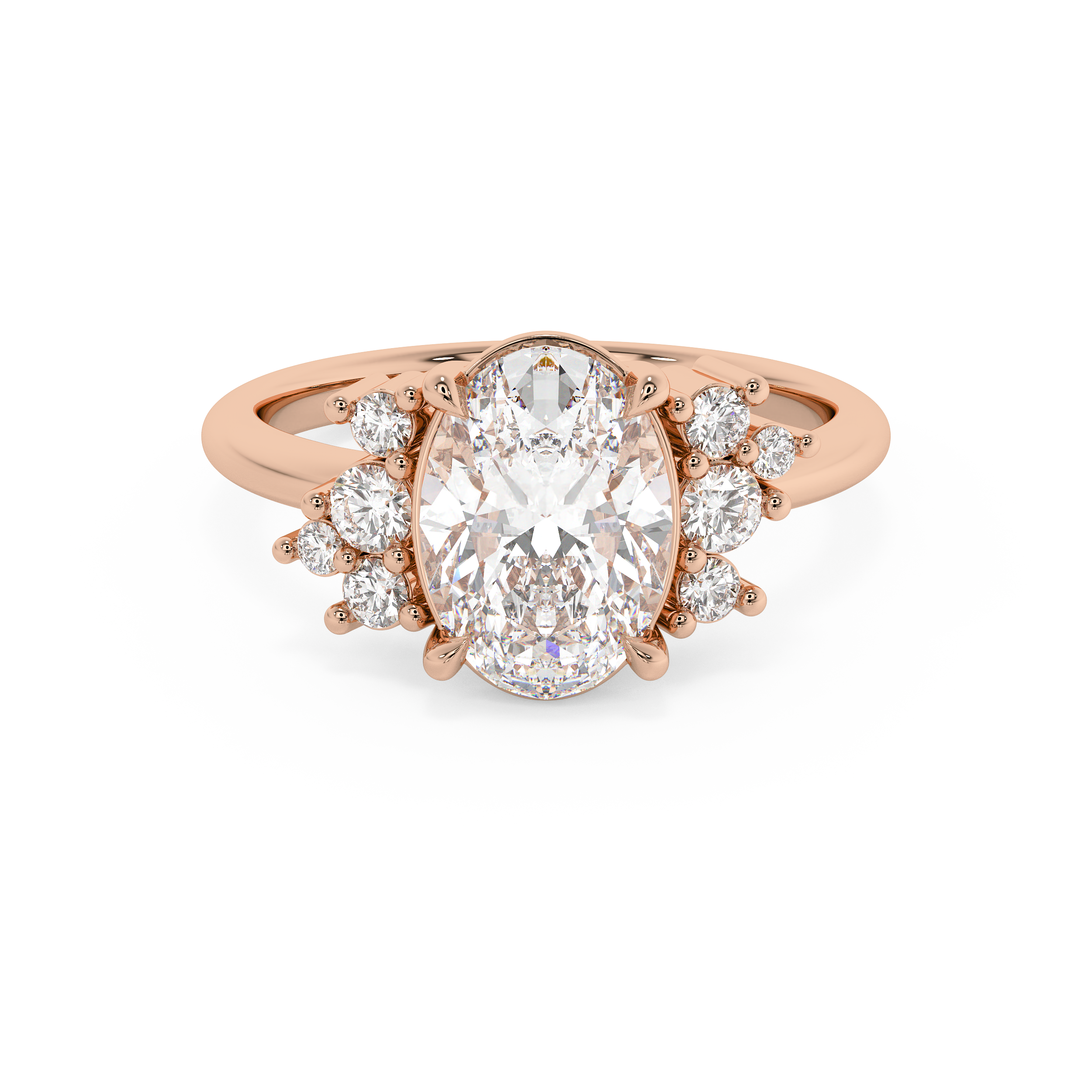 Oval Cluster Lab Grown Diamond Engagement Ring