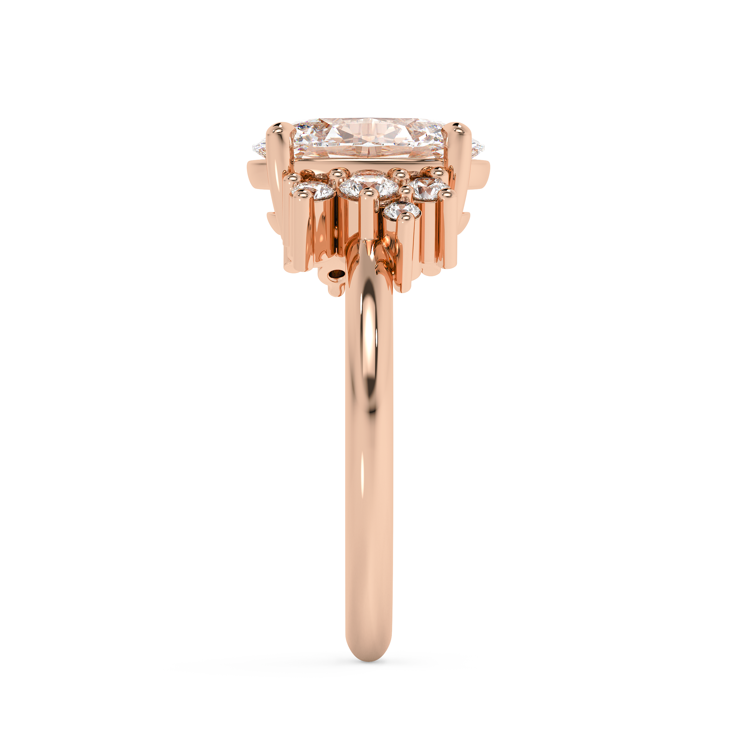 Oval Cluster Lab Grown Diamond Engagement Ring