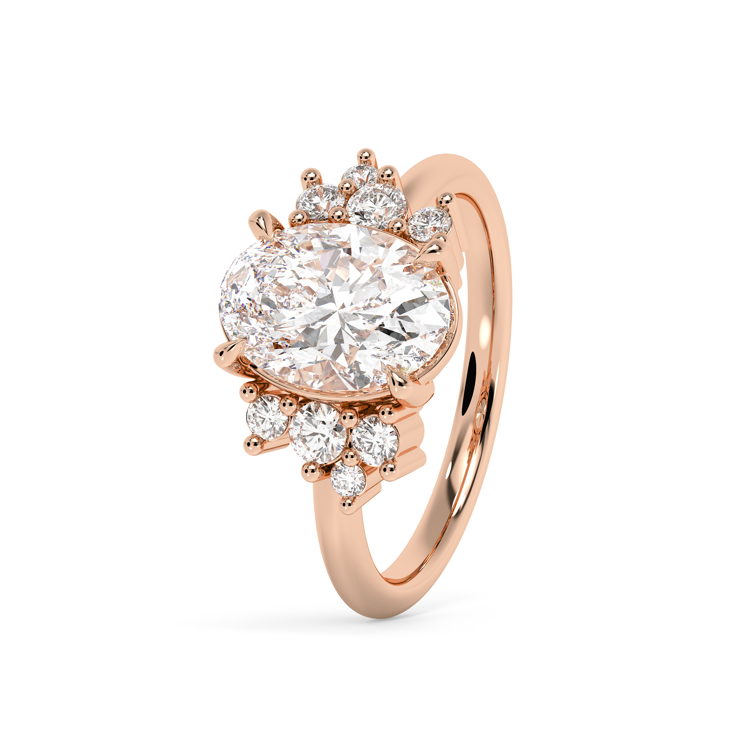 Oval Cluster Lab Grown Diamond Engagement Ring