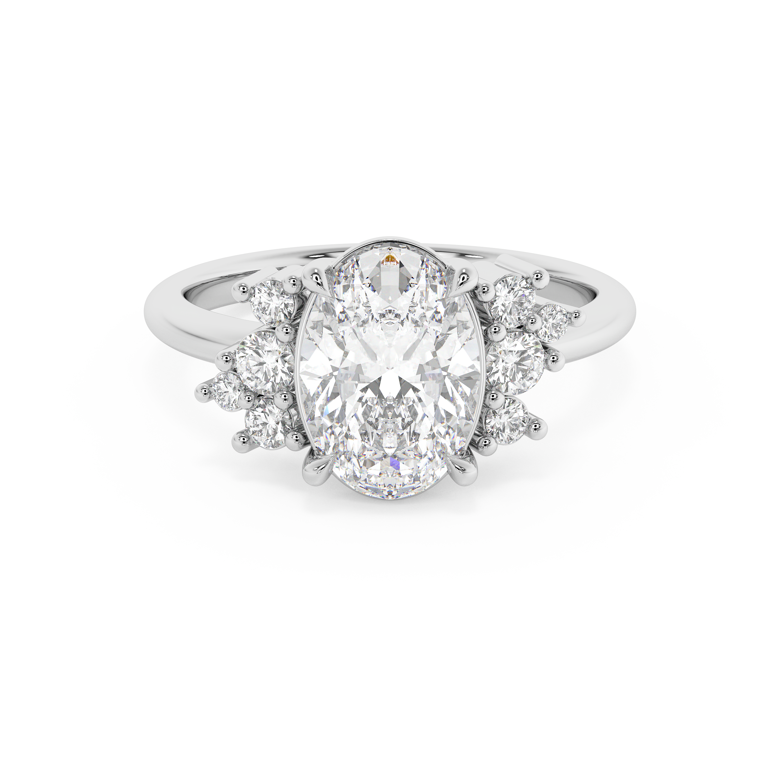 Oval Cluster Lab Grown Diamond Engagement Ring