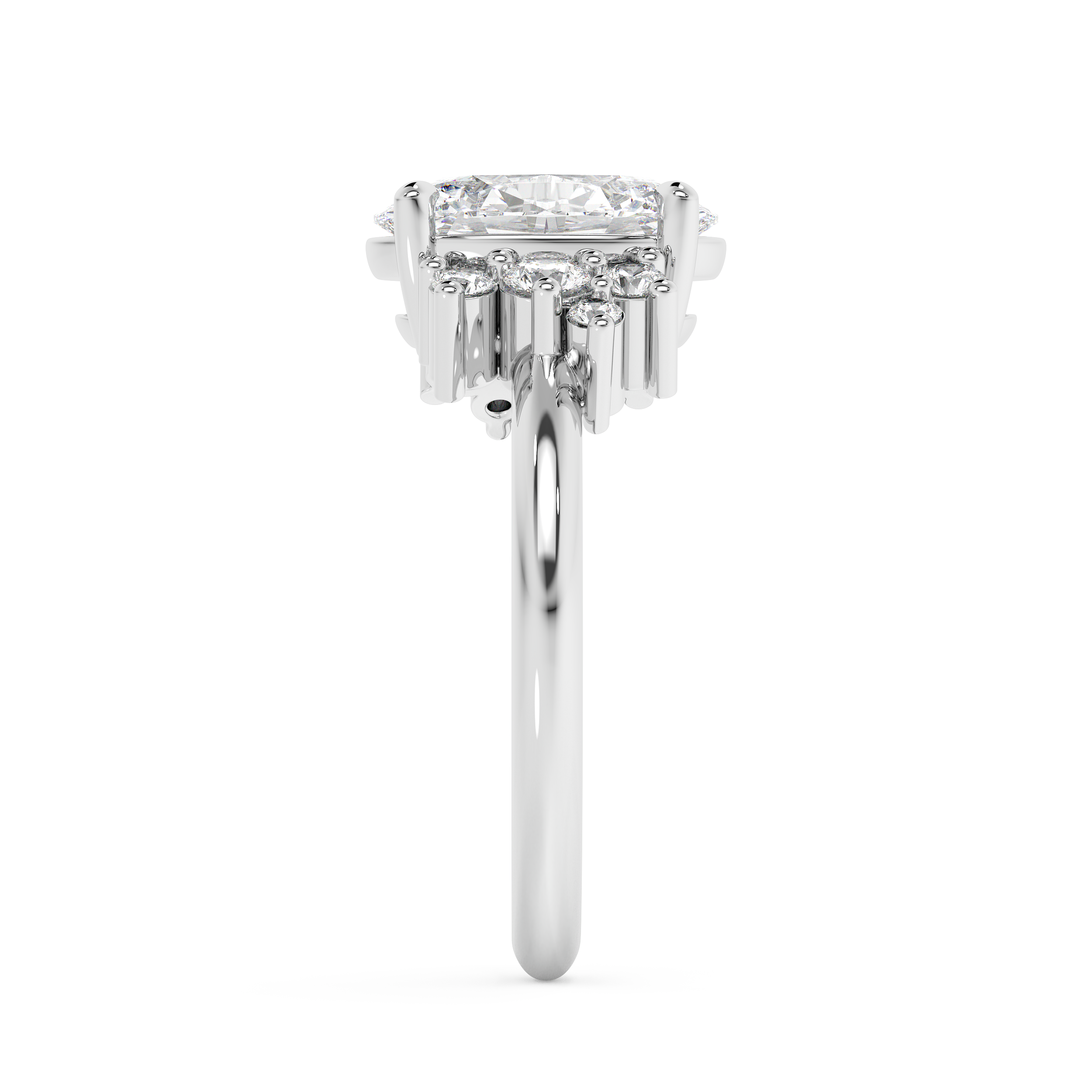 Oval Cluster Lab Grown Diamond Engagement Ring