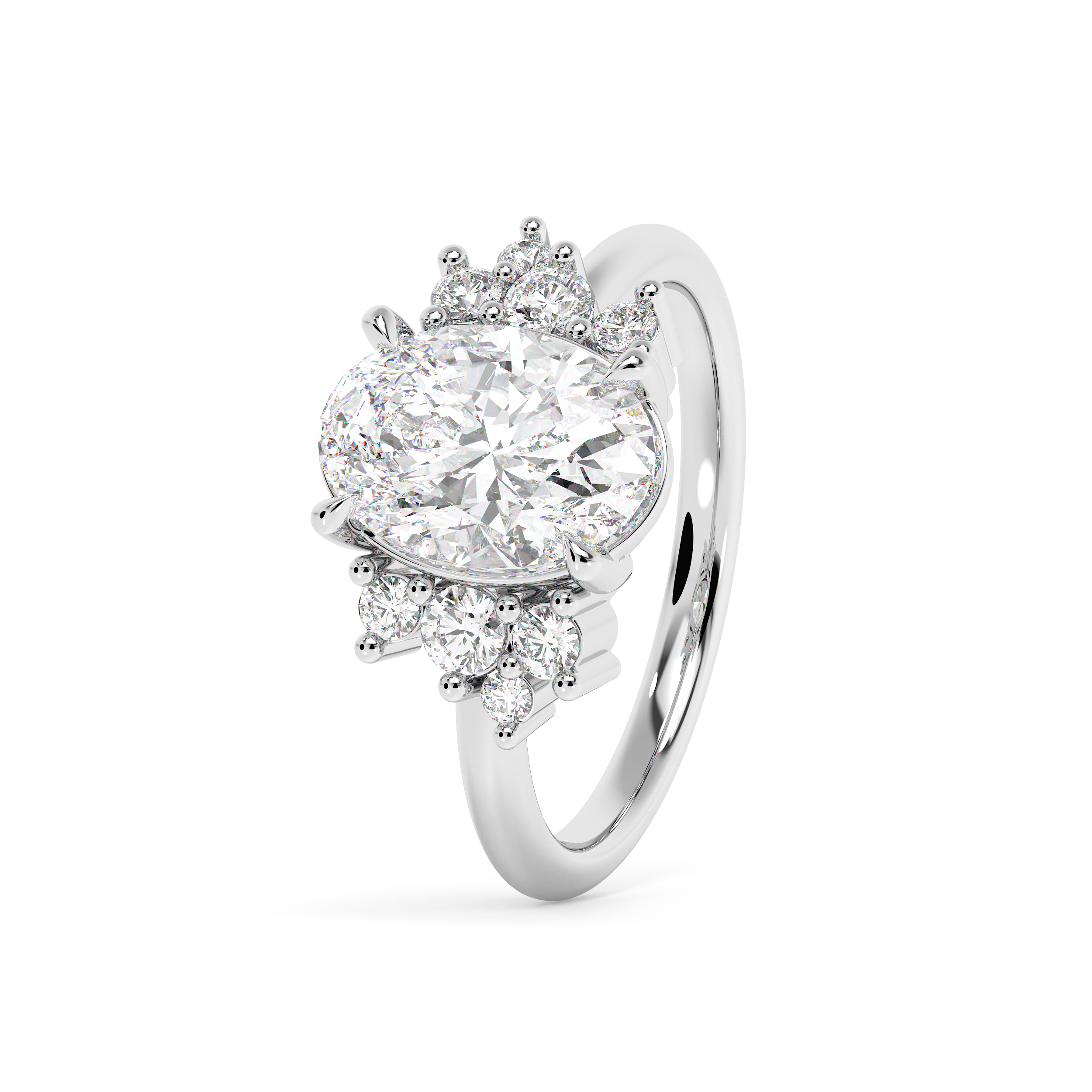 Oval Cluster Lab Grown Diamond Engagement Ring