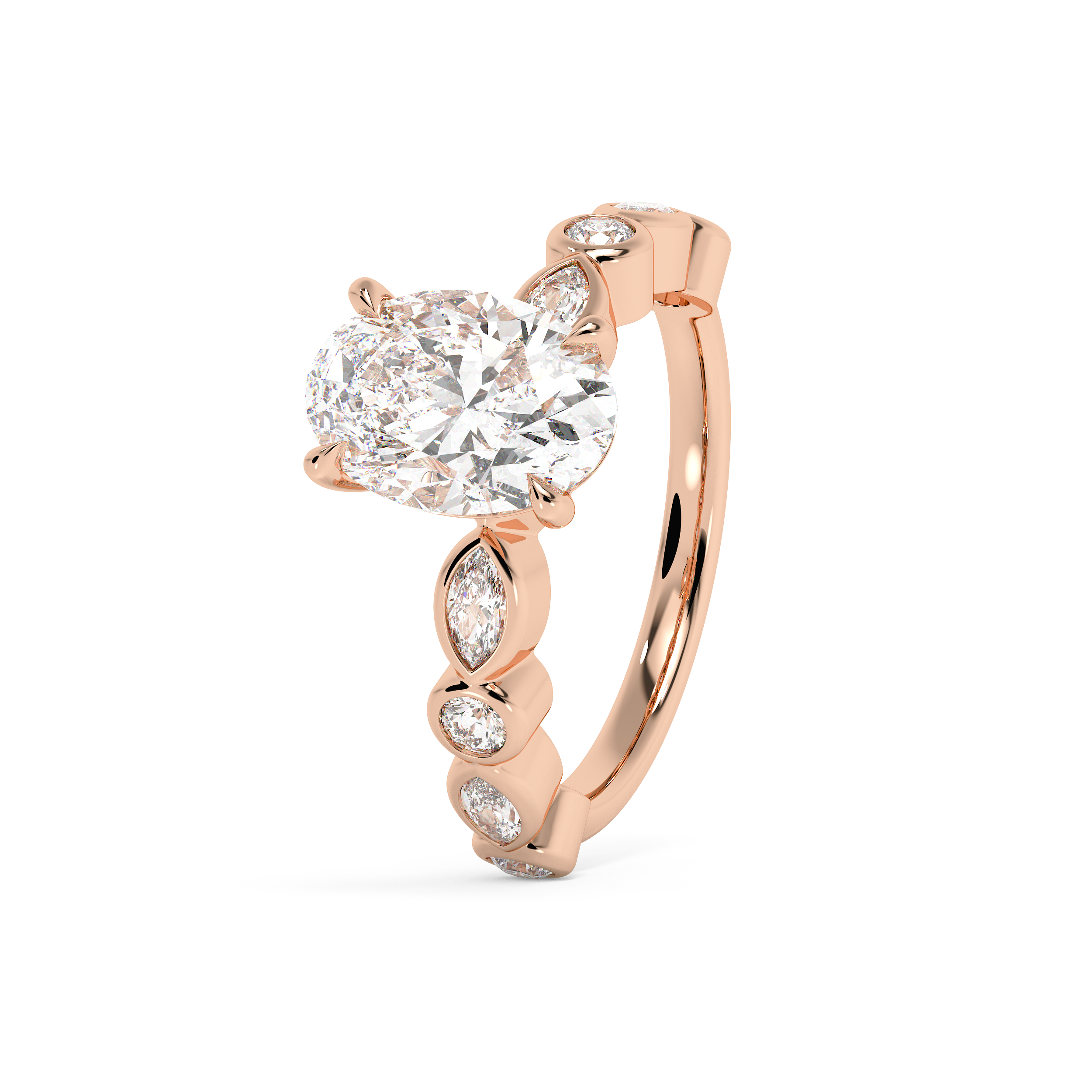 Oval Pave Lab Grown Diamond Engagement Ring