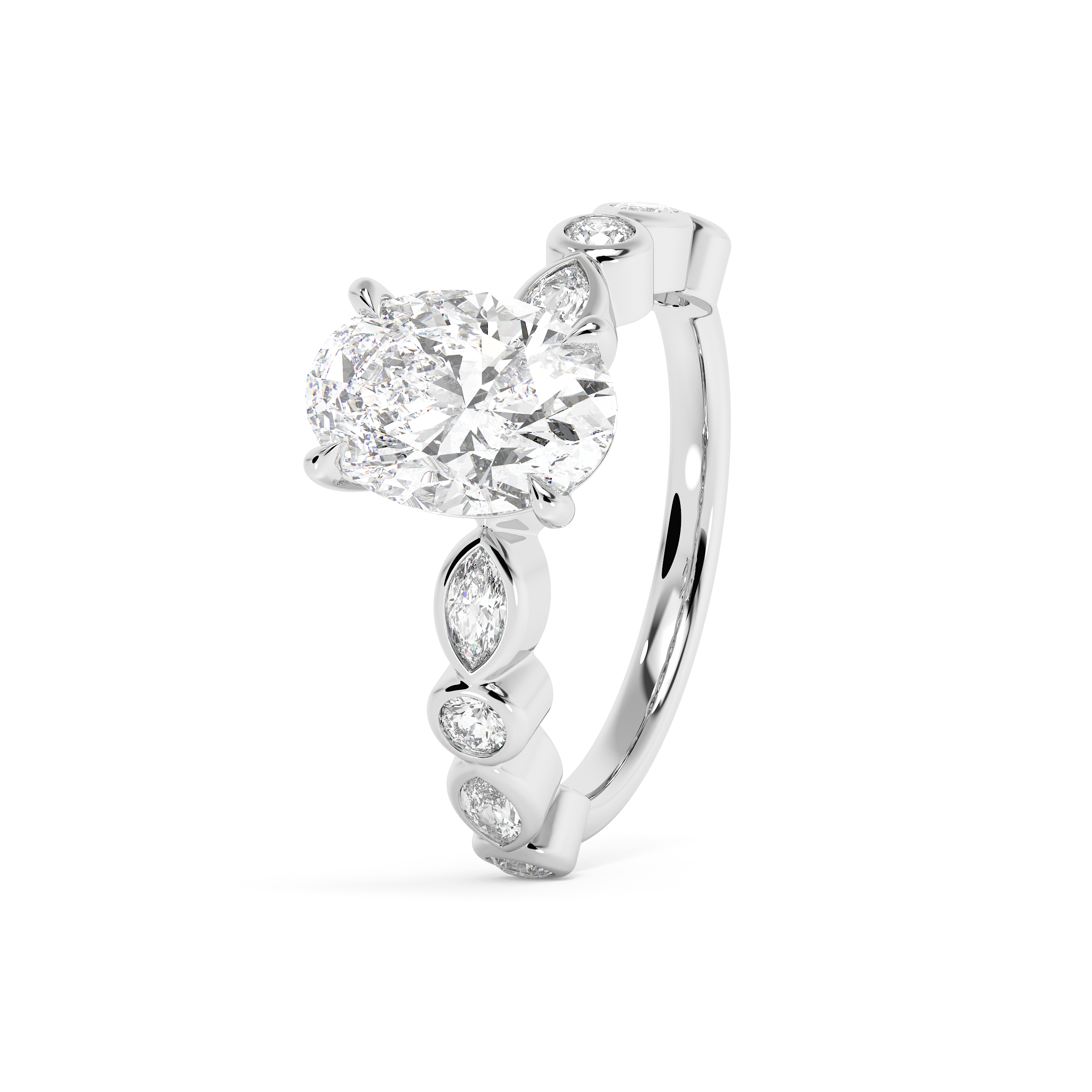 Oval Pave Lab Grown Diamond Engagement Ring