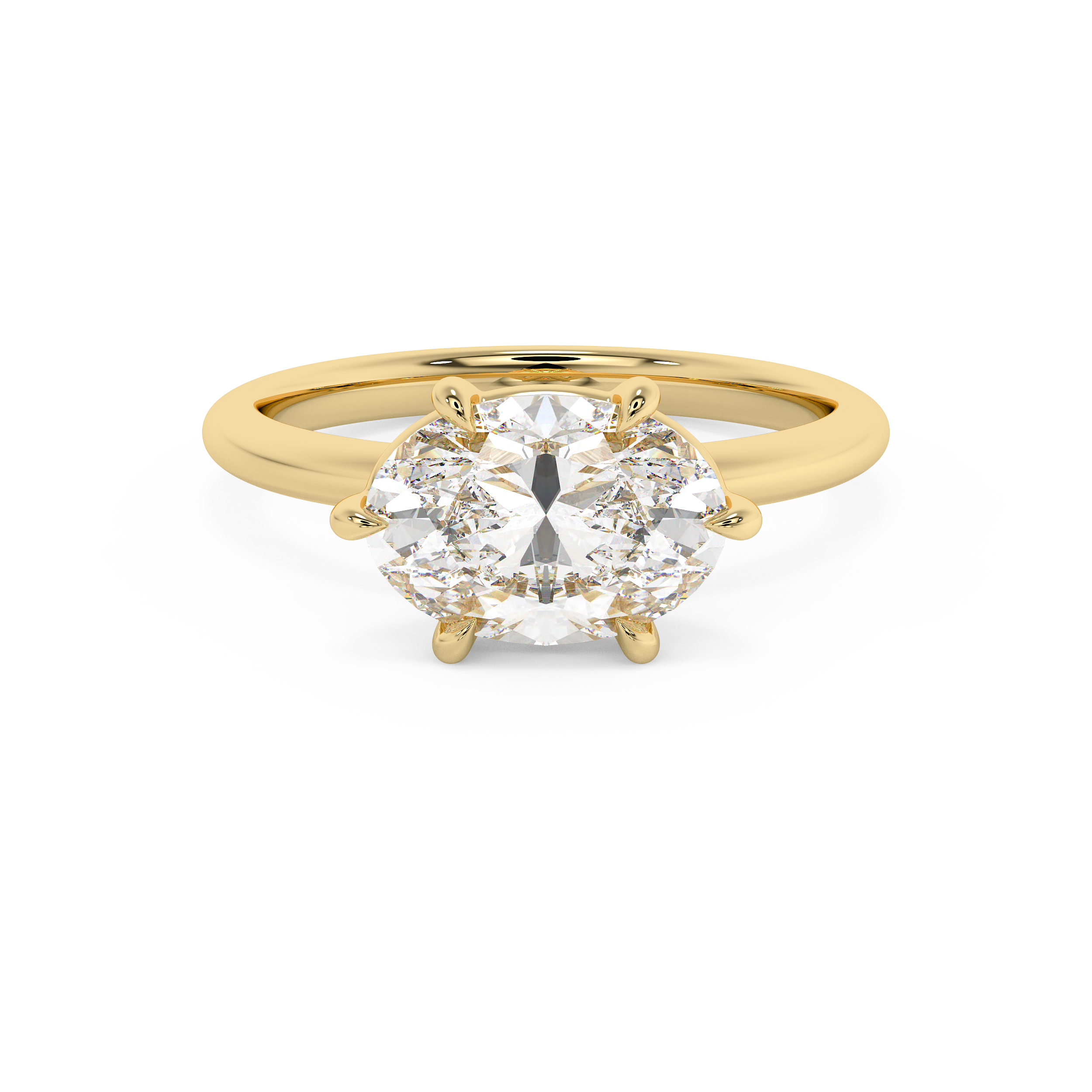East West Oval Solitaire Lab Grown Diamond Engagement Ring