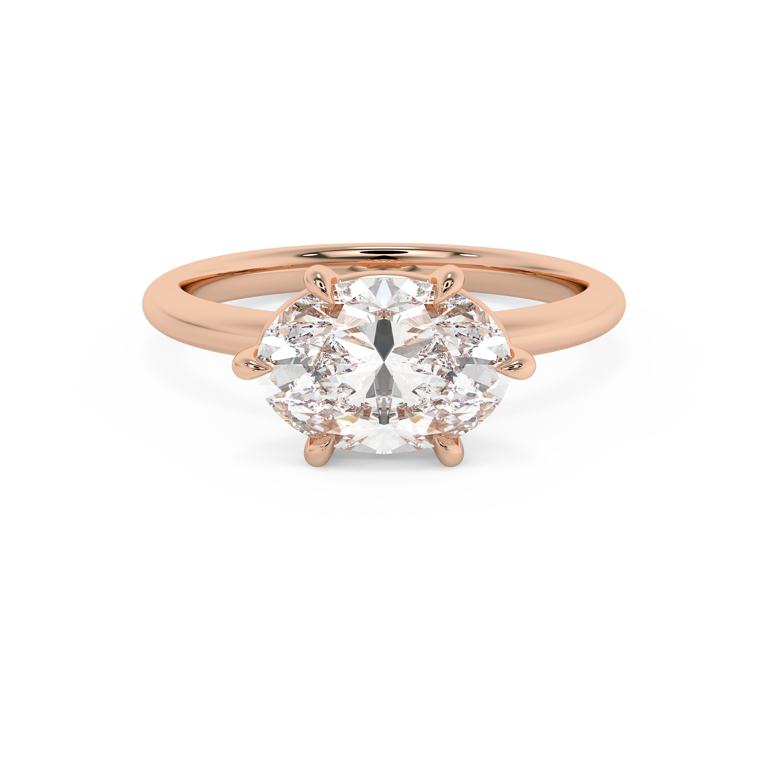 East West Oval Solitaire Lab Grown Diamond Engagement Ring