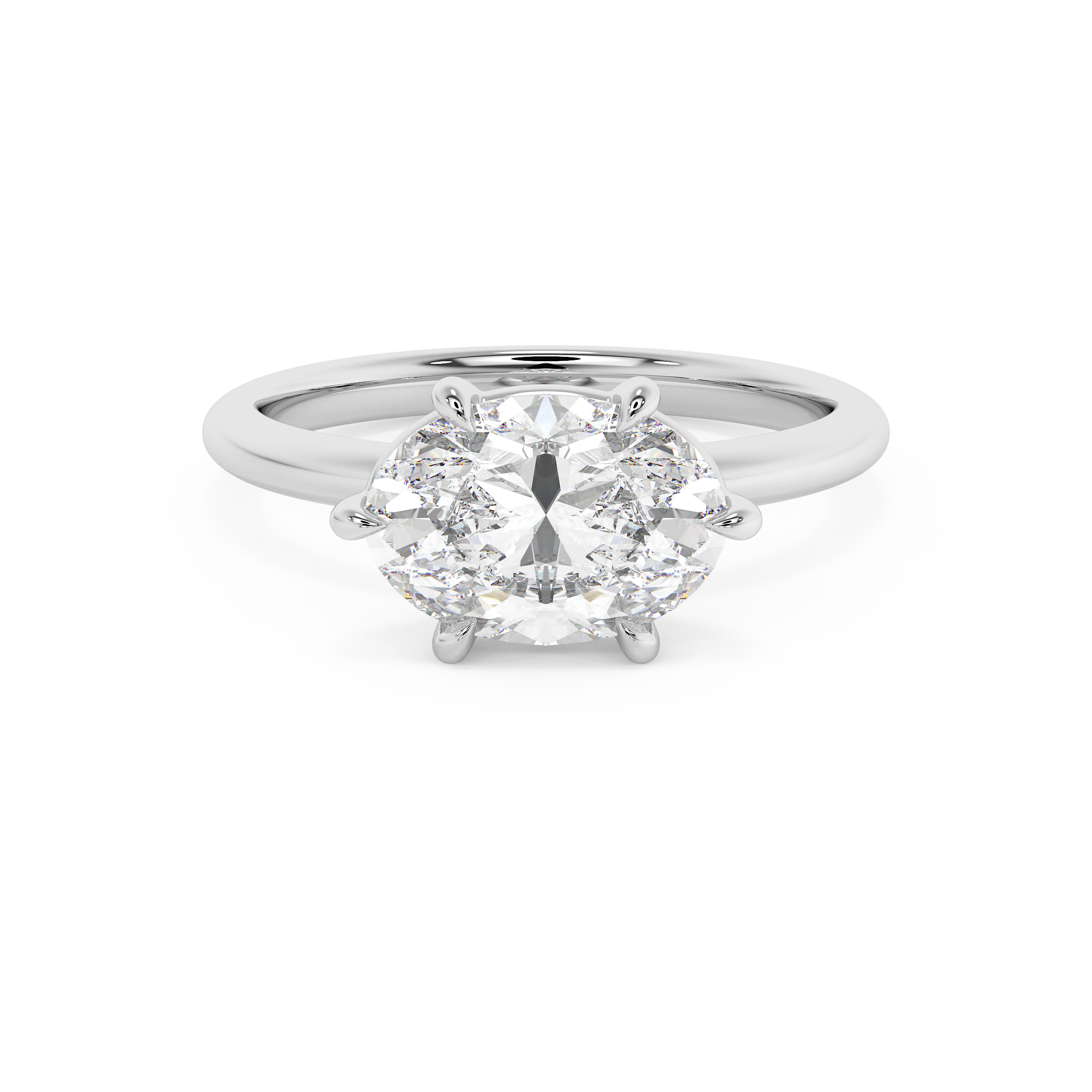 East West Oval Solitaire Lab Grown Diamond Engagement Ring