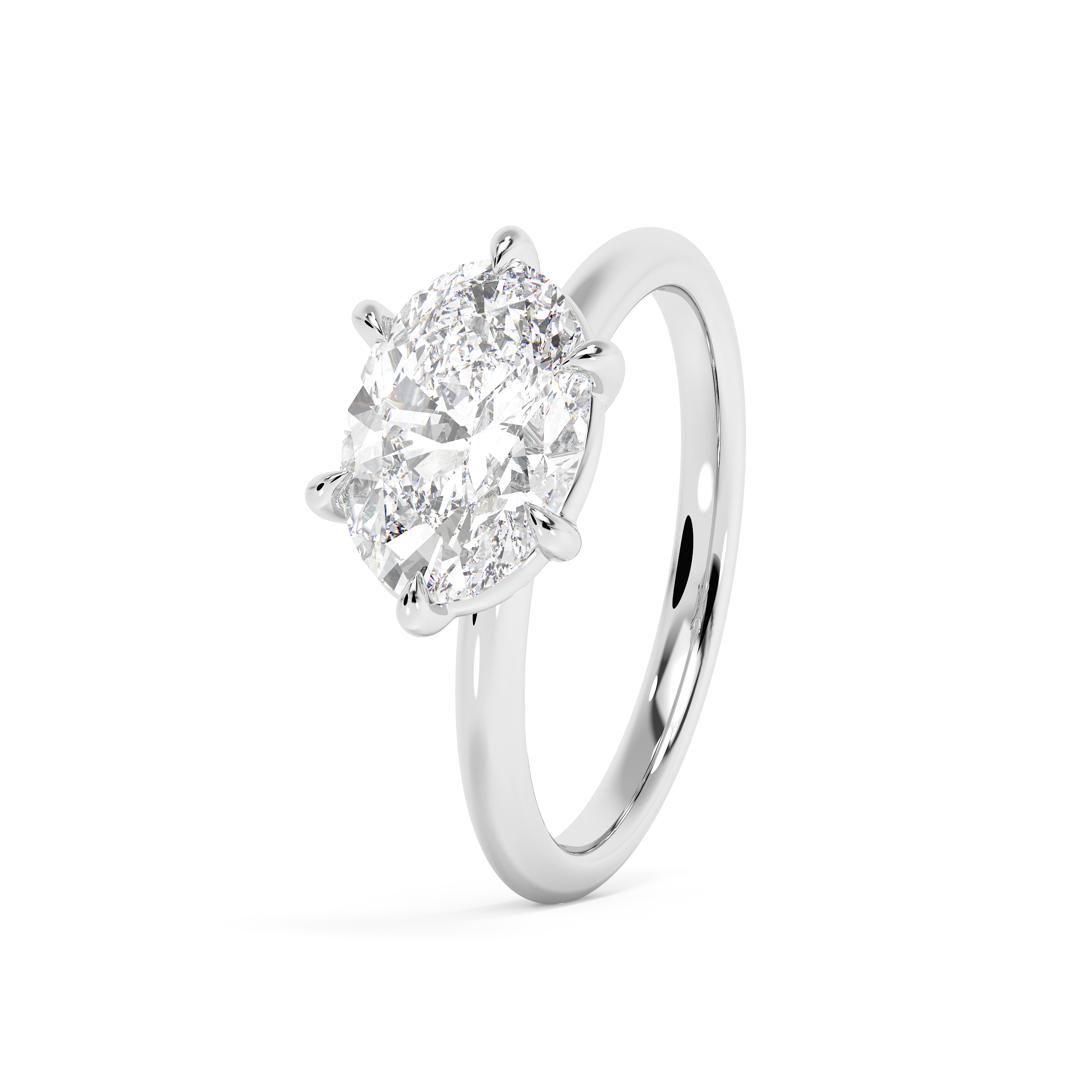 East West Oval Solitaire Lab Grown Diamond Engagement Ring