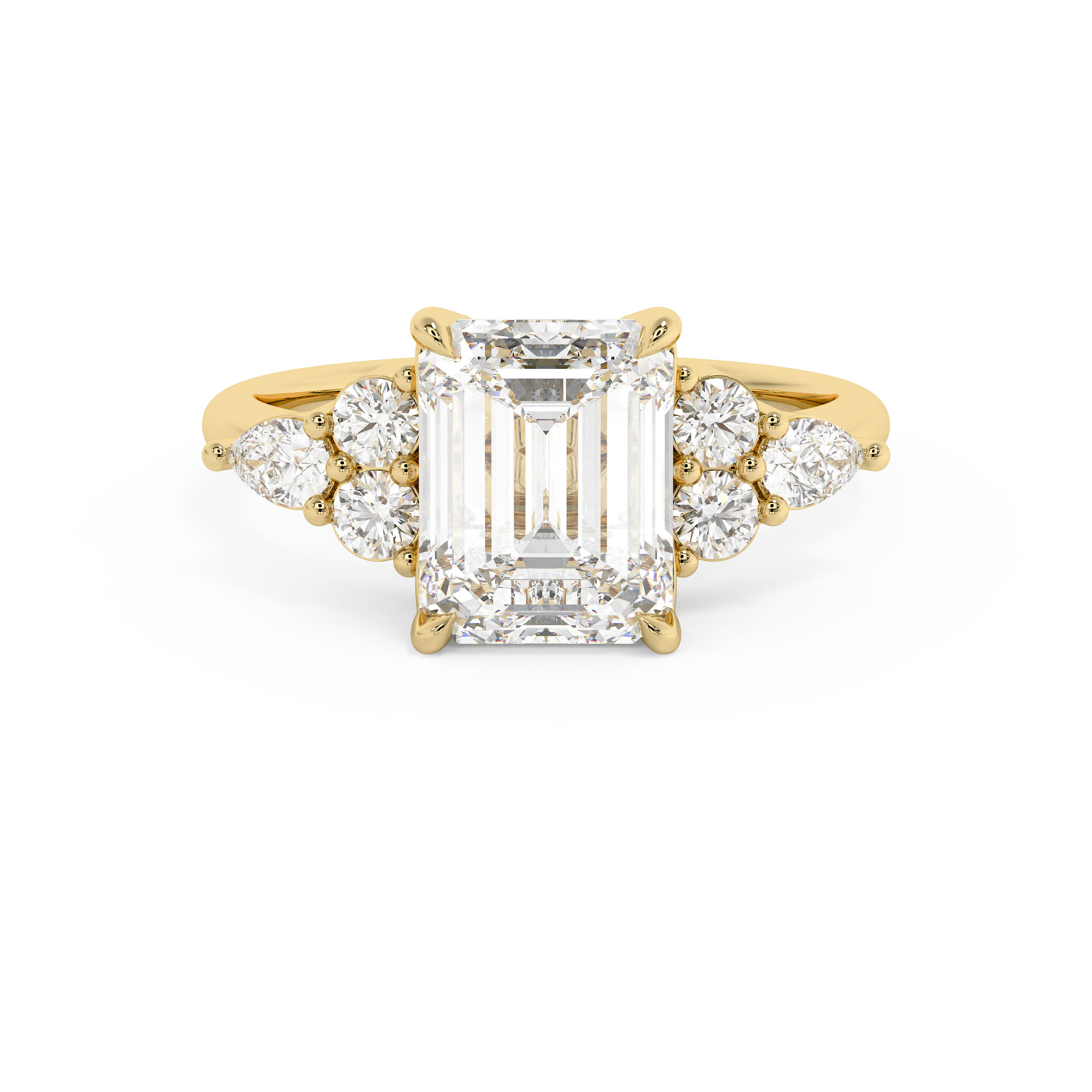 Emerald Cluster Lab Grown Diamond Engagement Ring