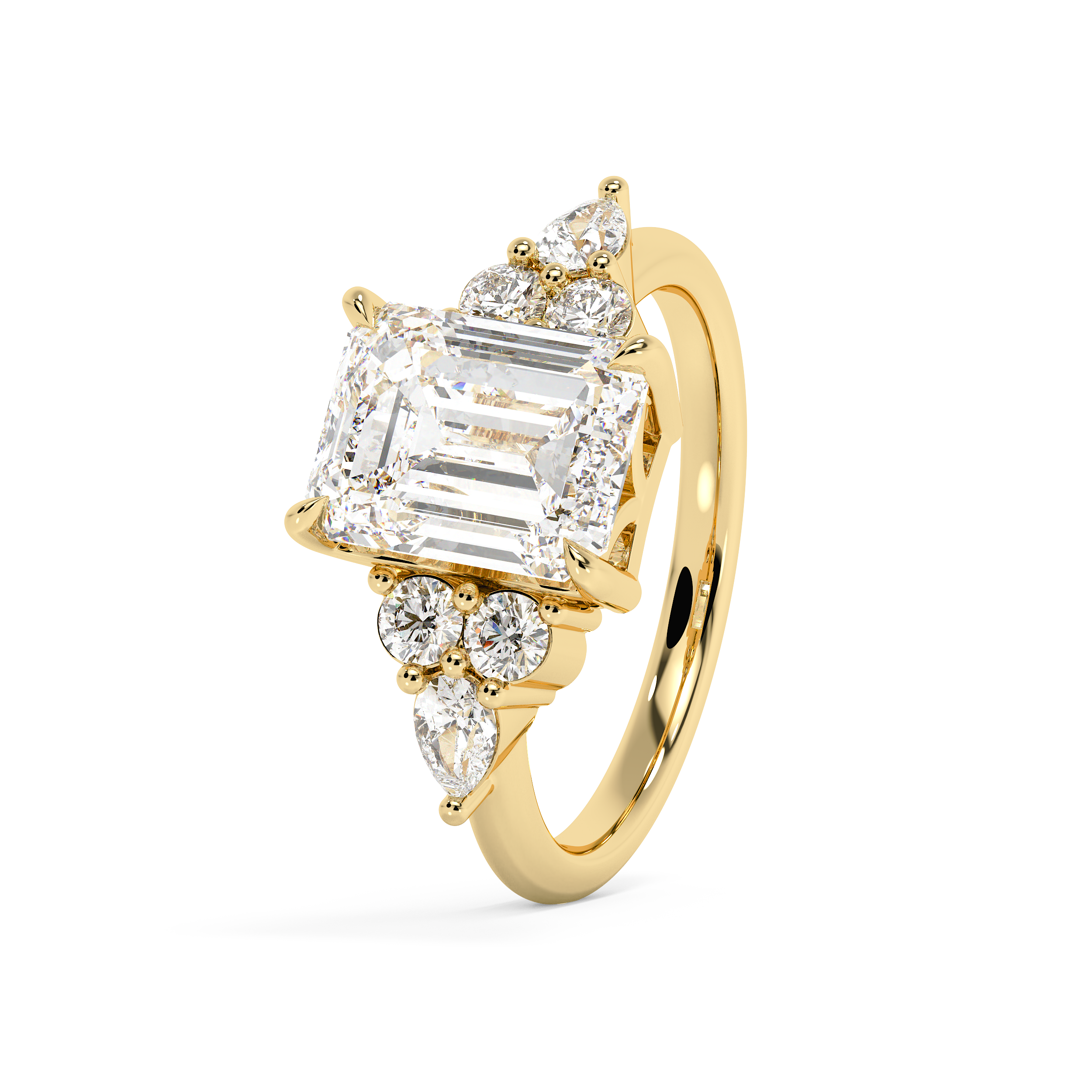Emerald Cluster Lab Grown Diamond Engagement Ring