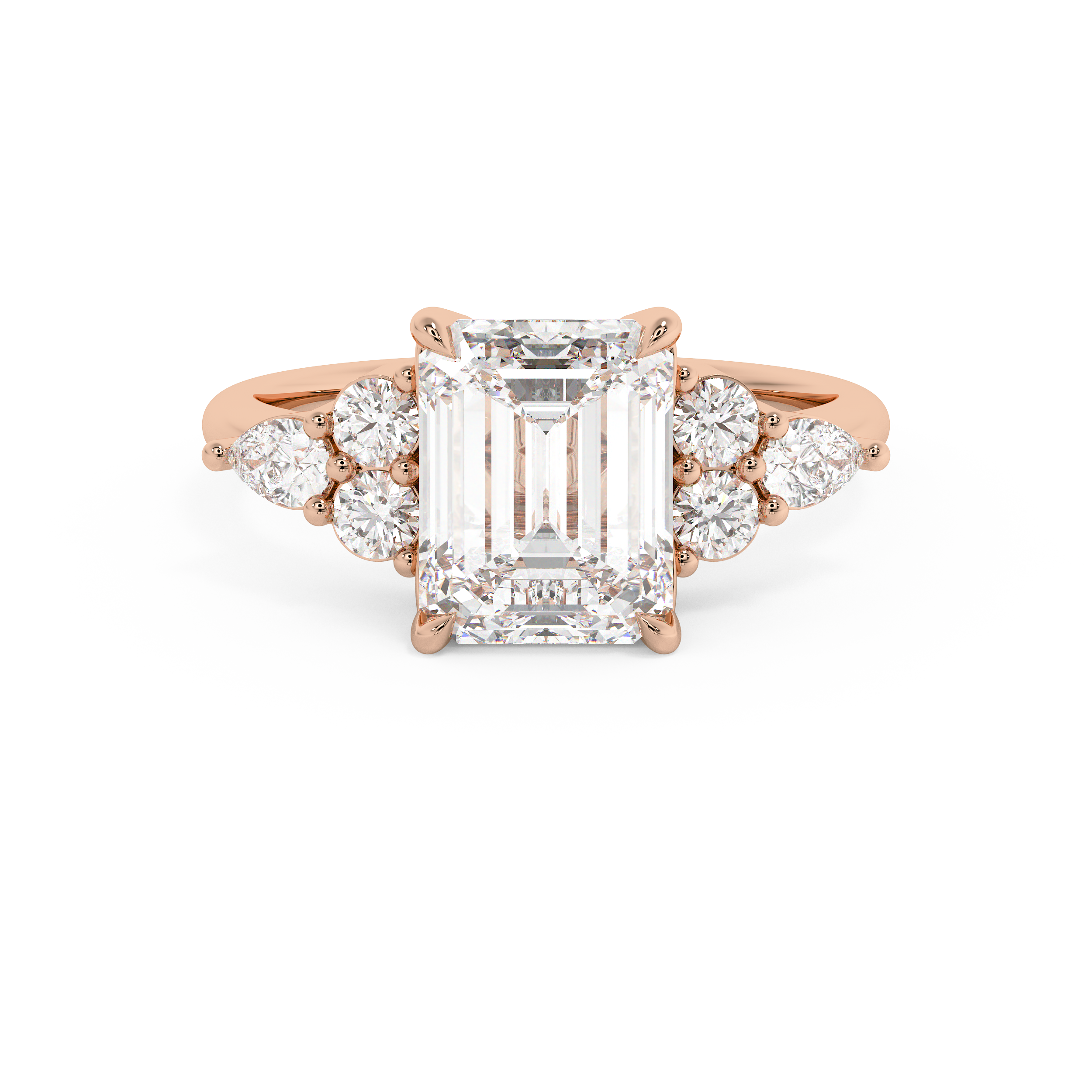 Emerald Cluster Lab Grown Diamond Engagement Ring