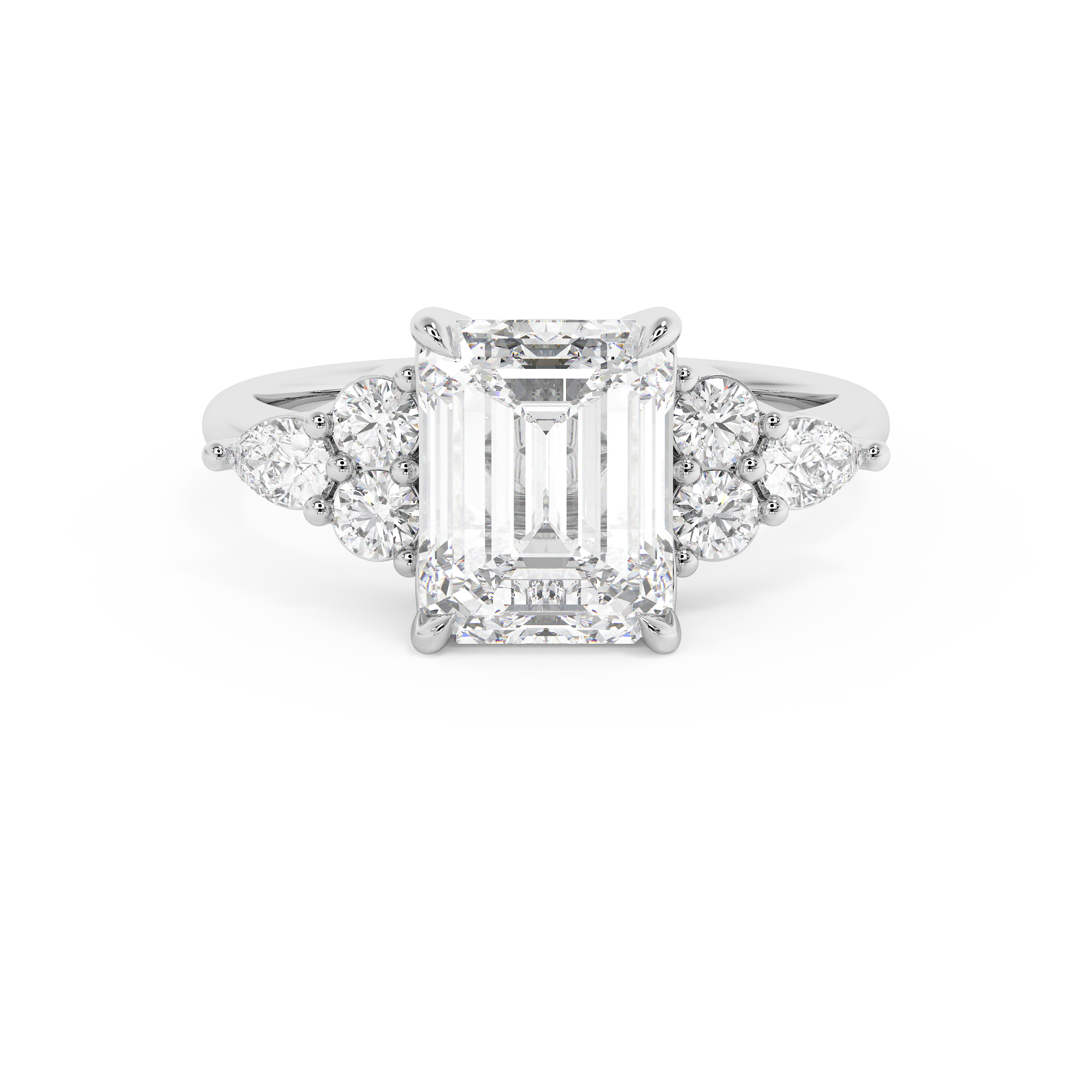 Emerald Cluster Lab Grown Diamond Engagement Ring