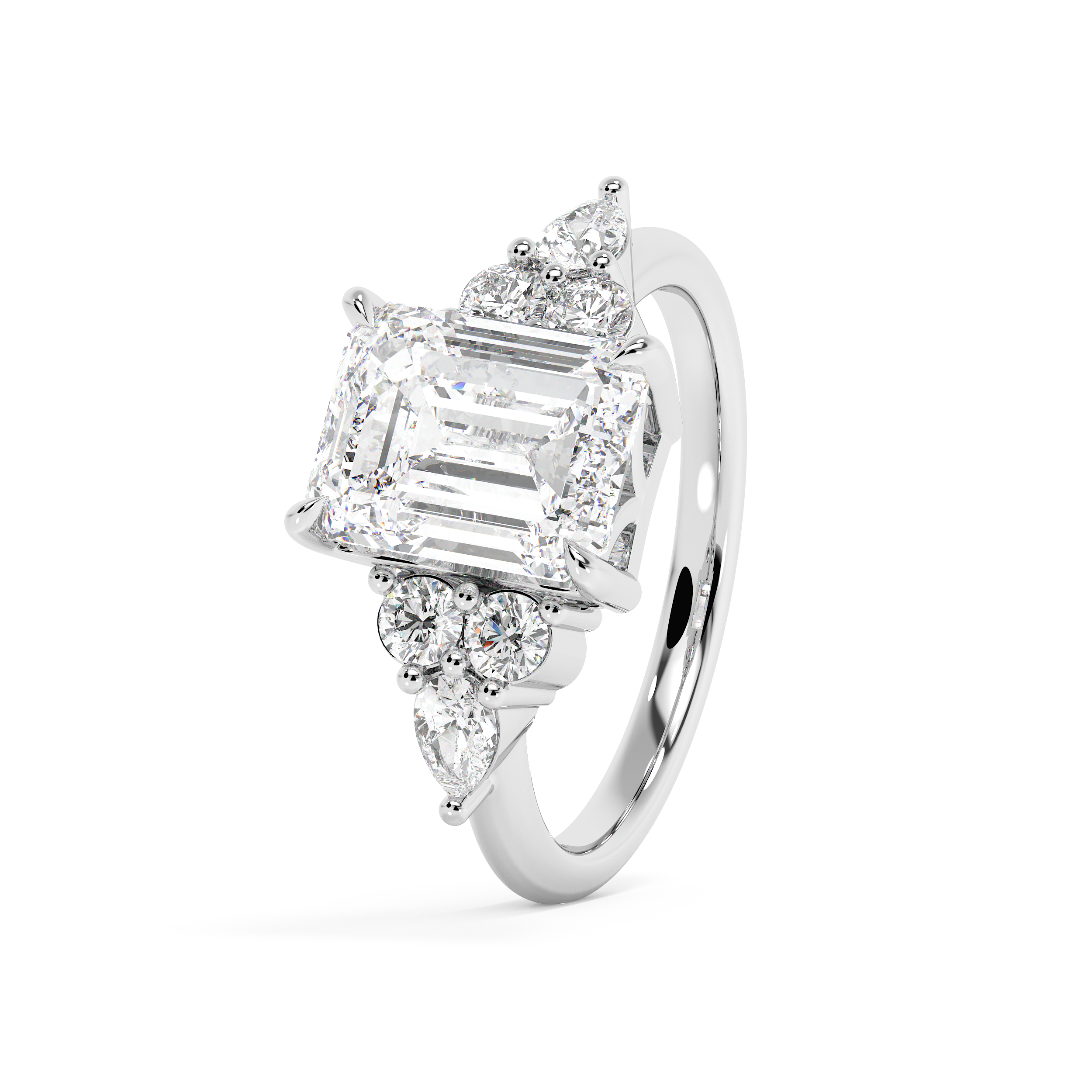 Emerald Cluster Lab Grown Diamond Engagement Ring