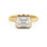 East West Emerald Bezel Lab Grown Diamond Engagement Ring