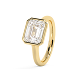 East West Emerald Bezel Lab Grown Diamond Engagement Ring