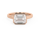 East West Emerald Bezel Lab Grown Diamond Engagement Ring