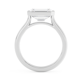 East West Emerald Bezel Lab Grown Diamond Engagement Ring