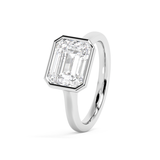 East West Emerald Bezel Lab Grown Diamond Engagement Ring