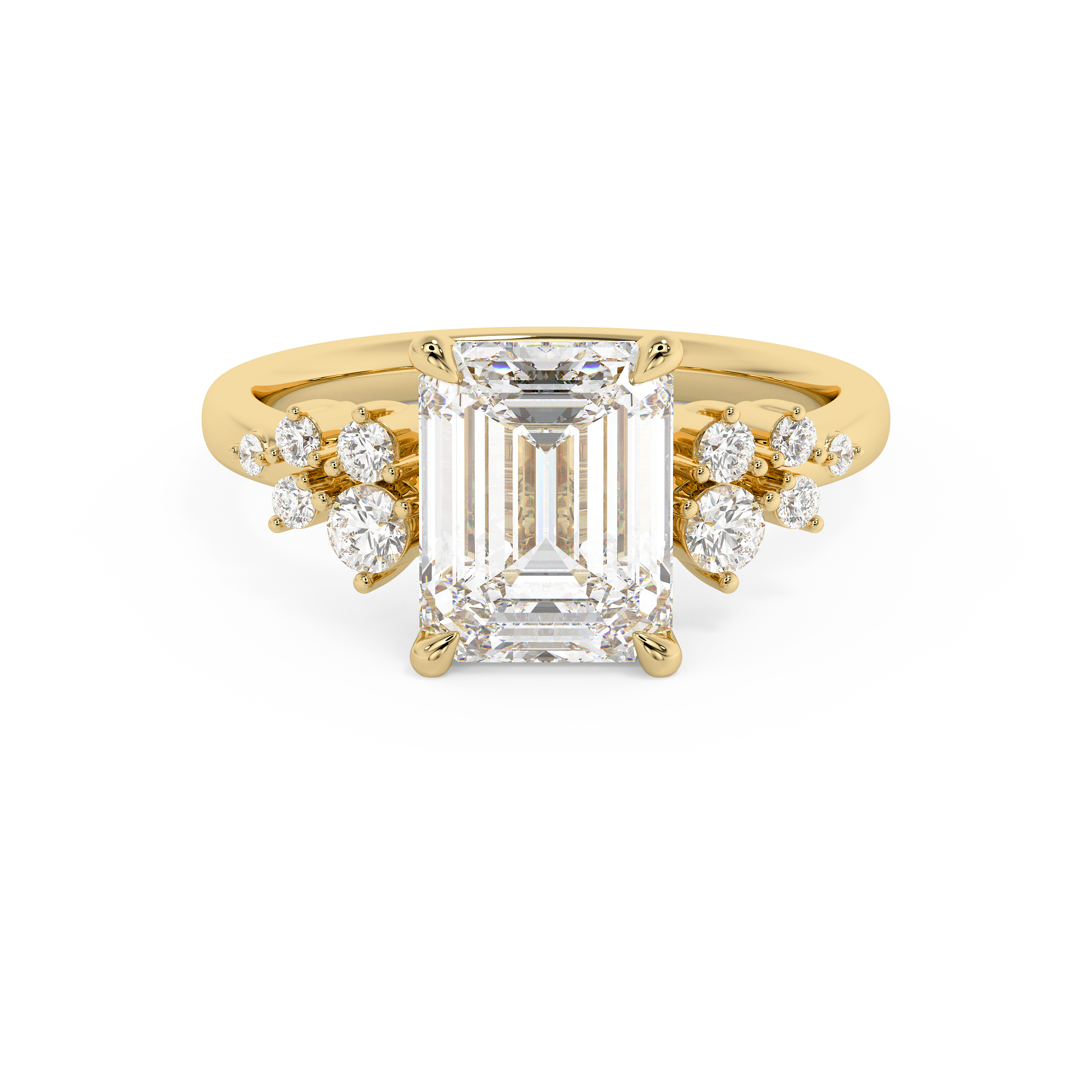 Emerald Cluster Lab Grown Diamond Engagement Ring