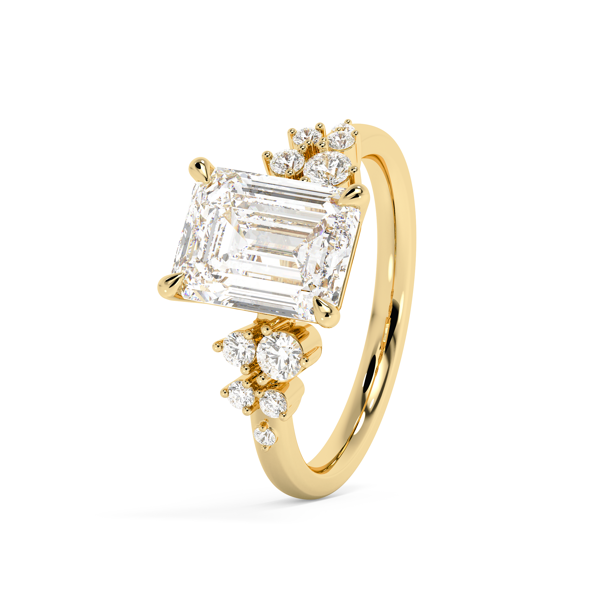 Emerald Cluster Lab Grown Diamond Engagement Ring