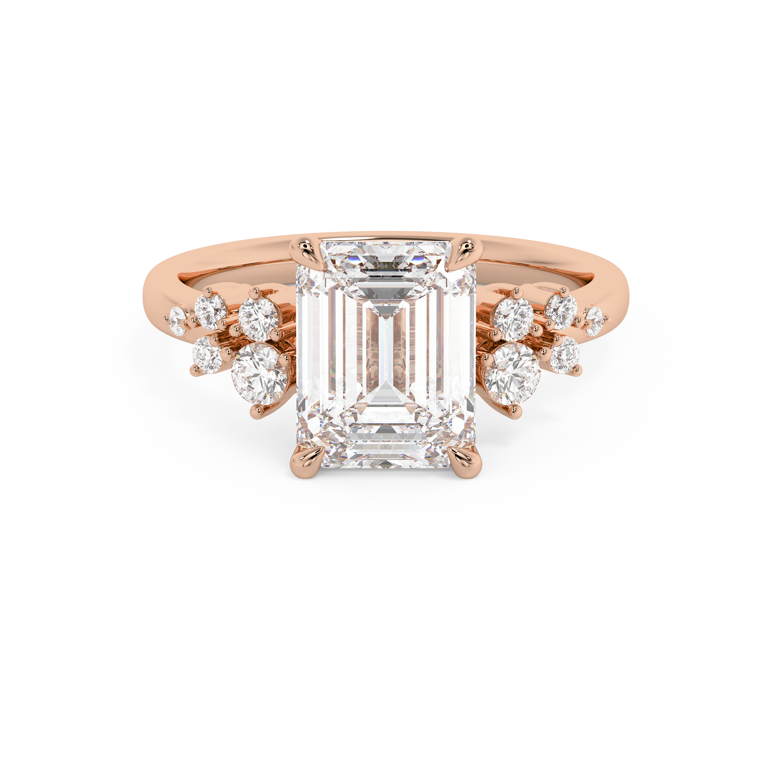 Emerald Cluster Lab Grown Diamond Engagement Ring