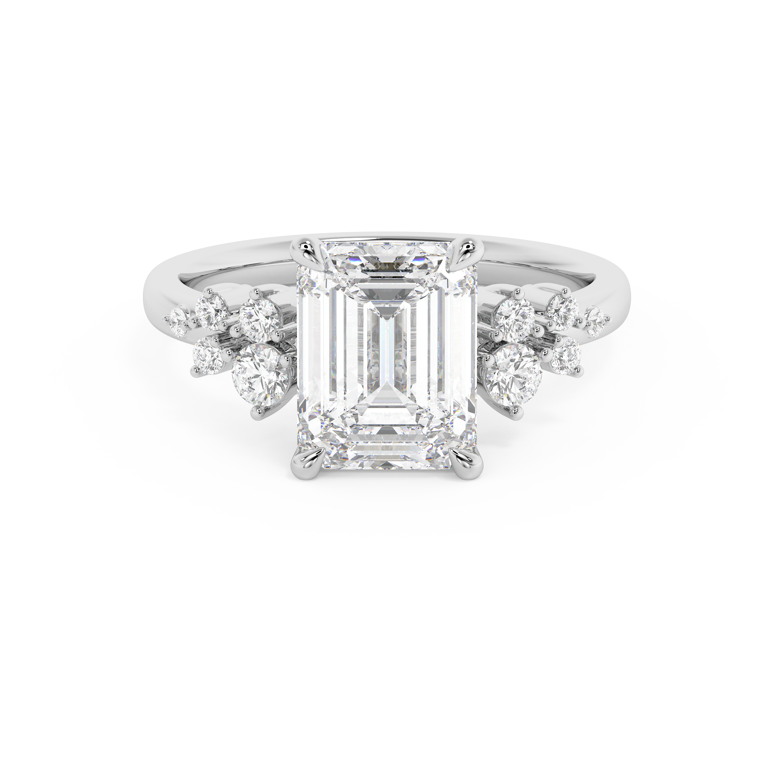 Emerald Cluster Lab Grown Diamond Engagement Ring