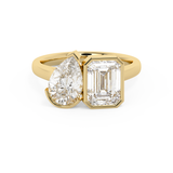 3 TCW Pear & Emerald Toi Et Moi Lab Grown Diamond Engagement Ring