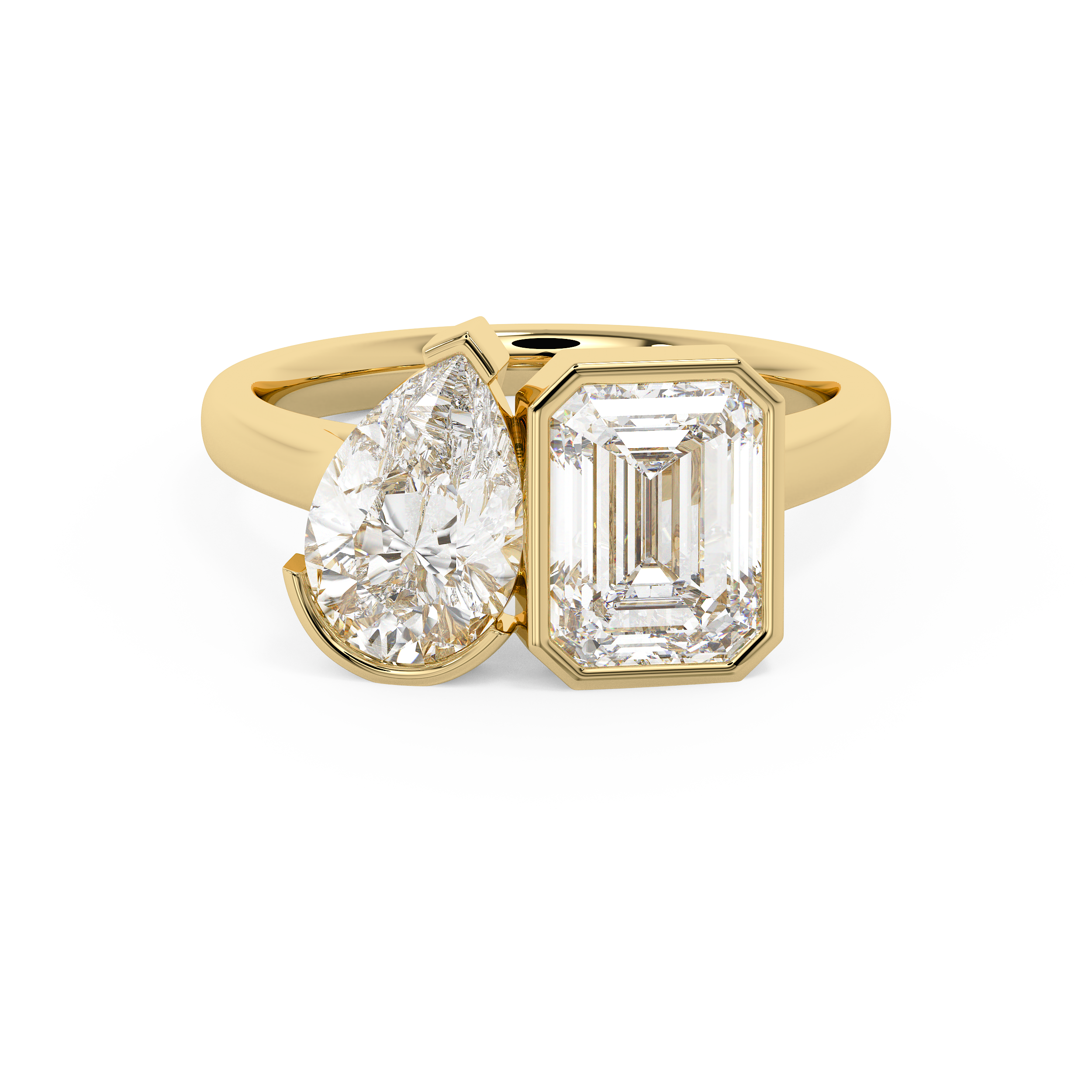 3 TCW Pear & Emerald Toi Et Moi Lab Grown Diamond Engagement Ring