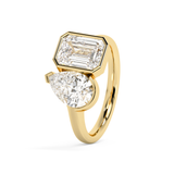 3 TCW Pear & Emerald Toi Et Moi Lab Grown Diamond Engagement Ring