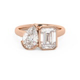 3 TCW Pear & Emerald Toi Et Moi Lab Grown Diamond Engagement Ring
