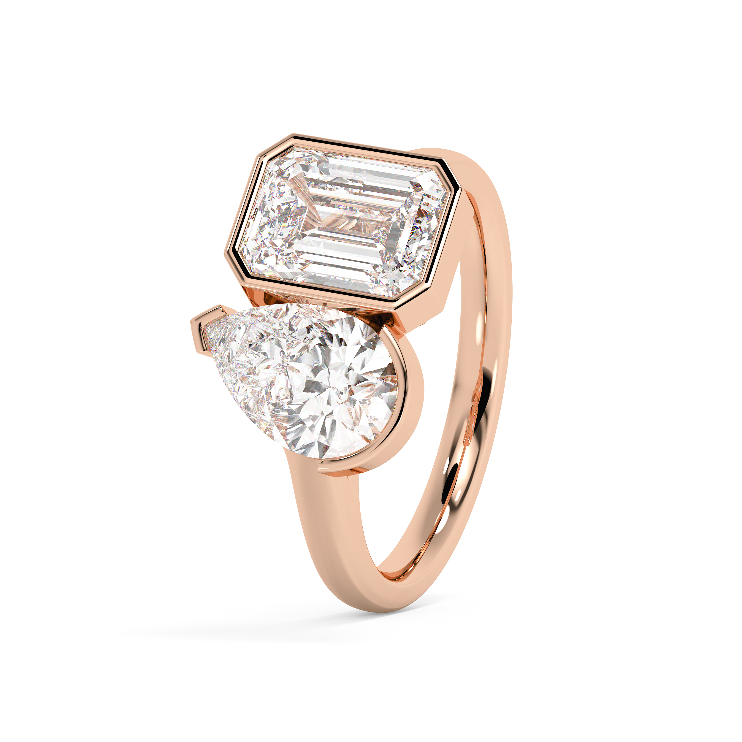 3 TCW Pear & Emerald Toi Et Moi Lab Grown Diamond Engagement Ring