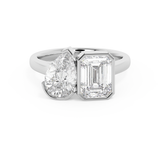 3 TCW Pear & Emerald Toi Et Moi Lab Grown Diamond Engagement Ring