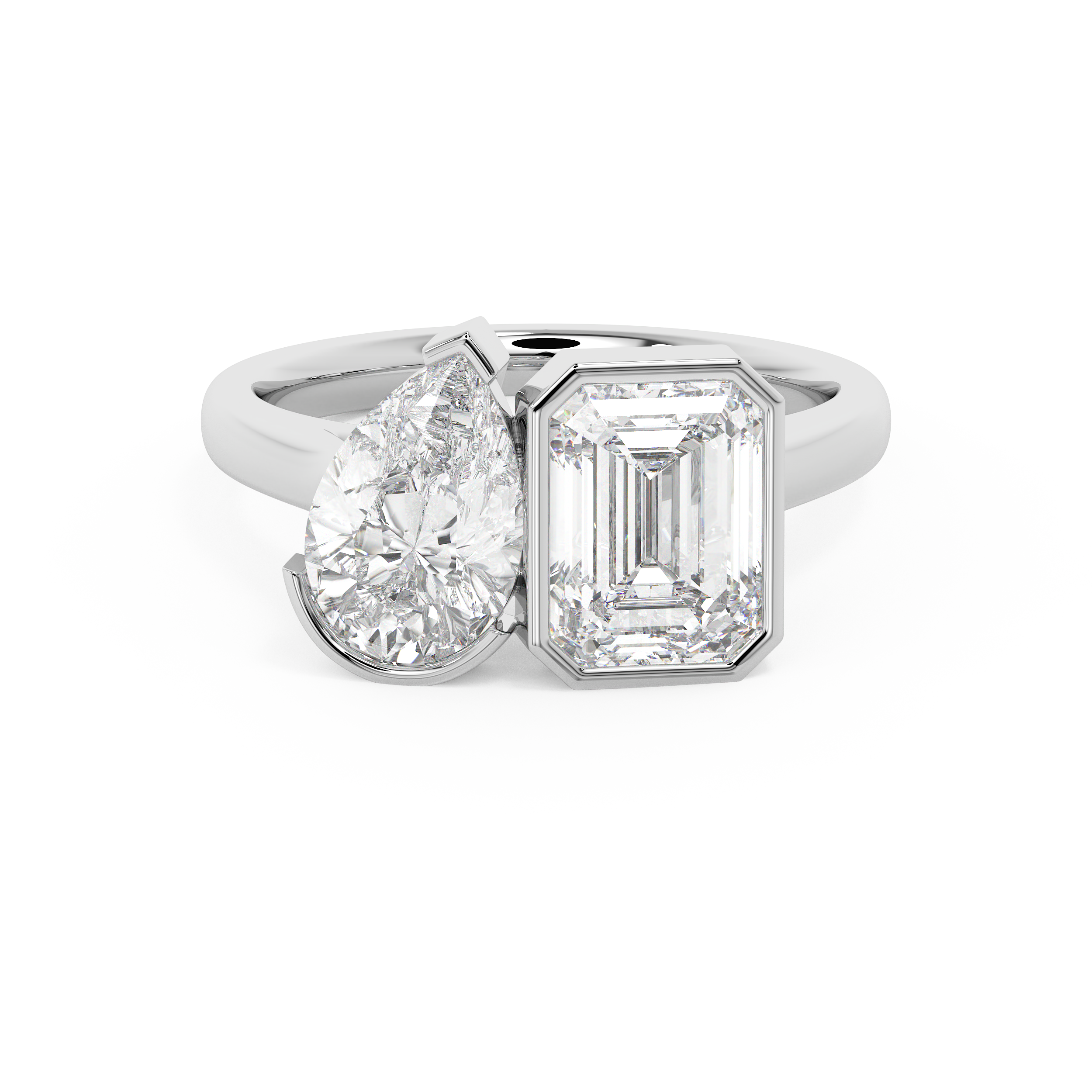 3 TCW Pear & Emerald Toi Et Moi Lab Grown Diamond Engagement Ring