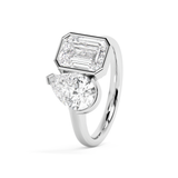 3 TCW Pear & Emerald Toi Et Moi Lab Grown Diamond Engagement Ring