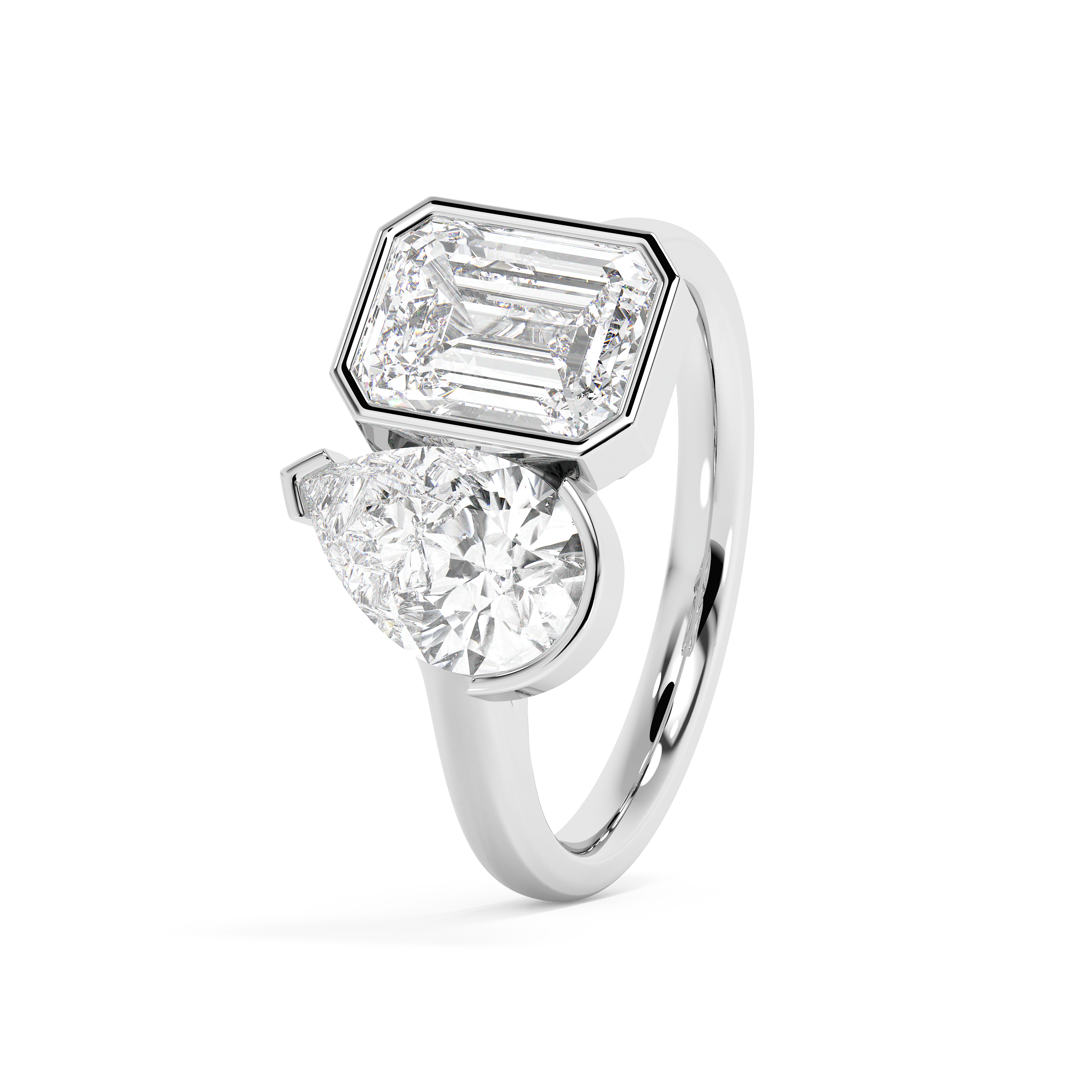 3 TCW Pear & Emerald Toi Et Moi Lab Grown Diamond Engagement Ring