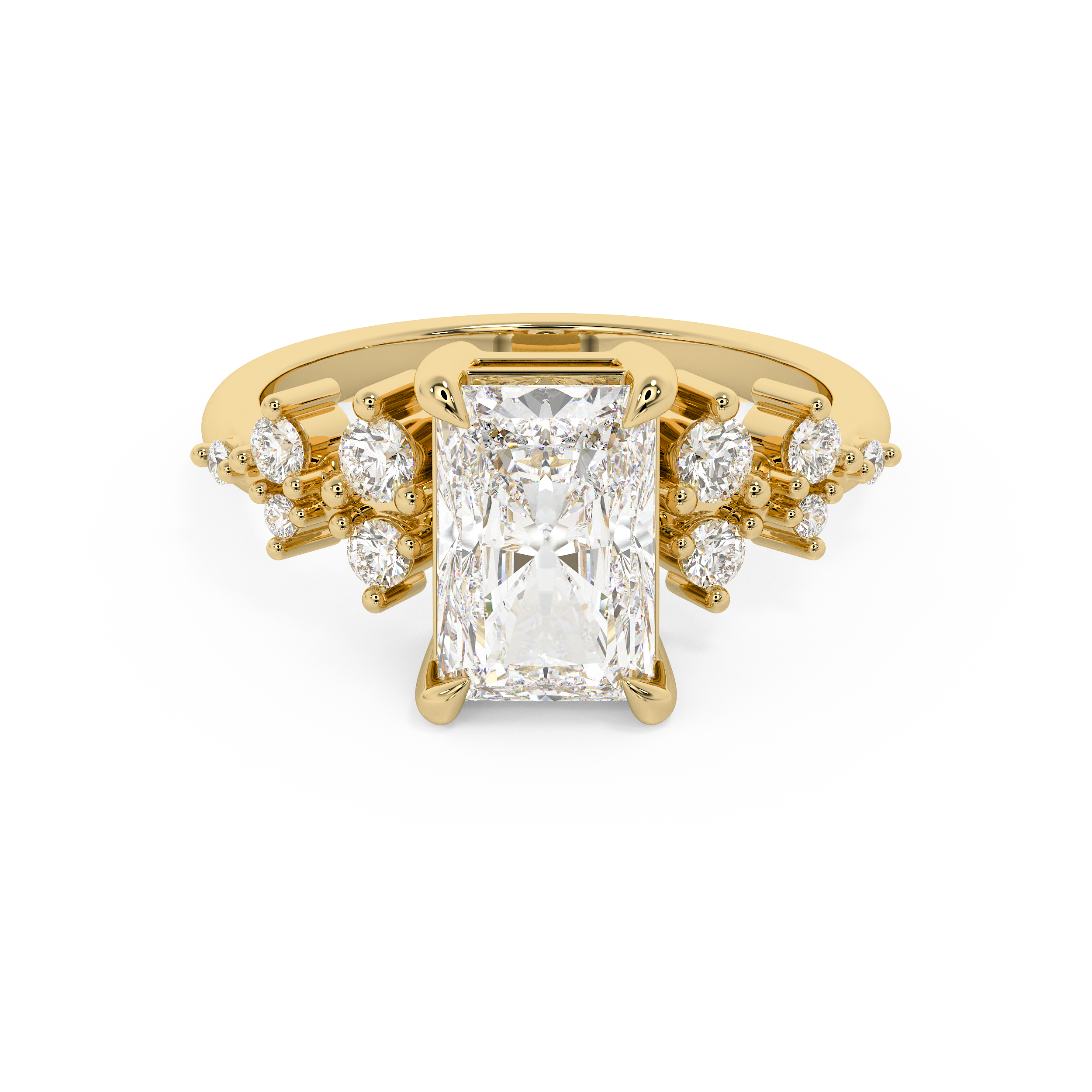 Radiant Cluster Lab Grown Diamond Engagement Ring