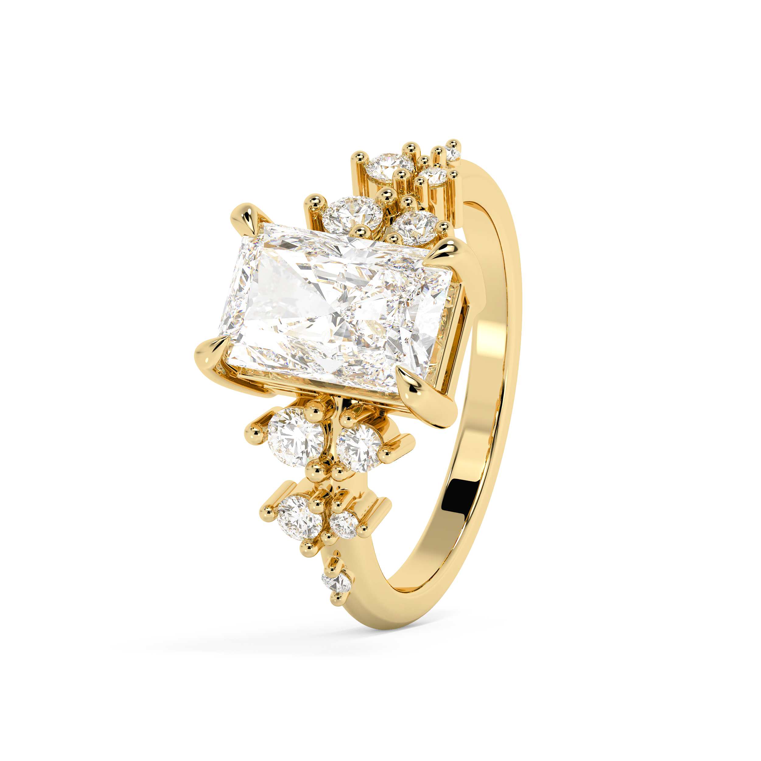 Radiant Cluster Lab Grown Diamond Engagement Ring