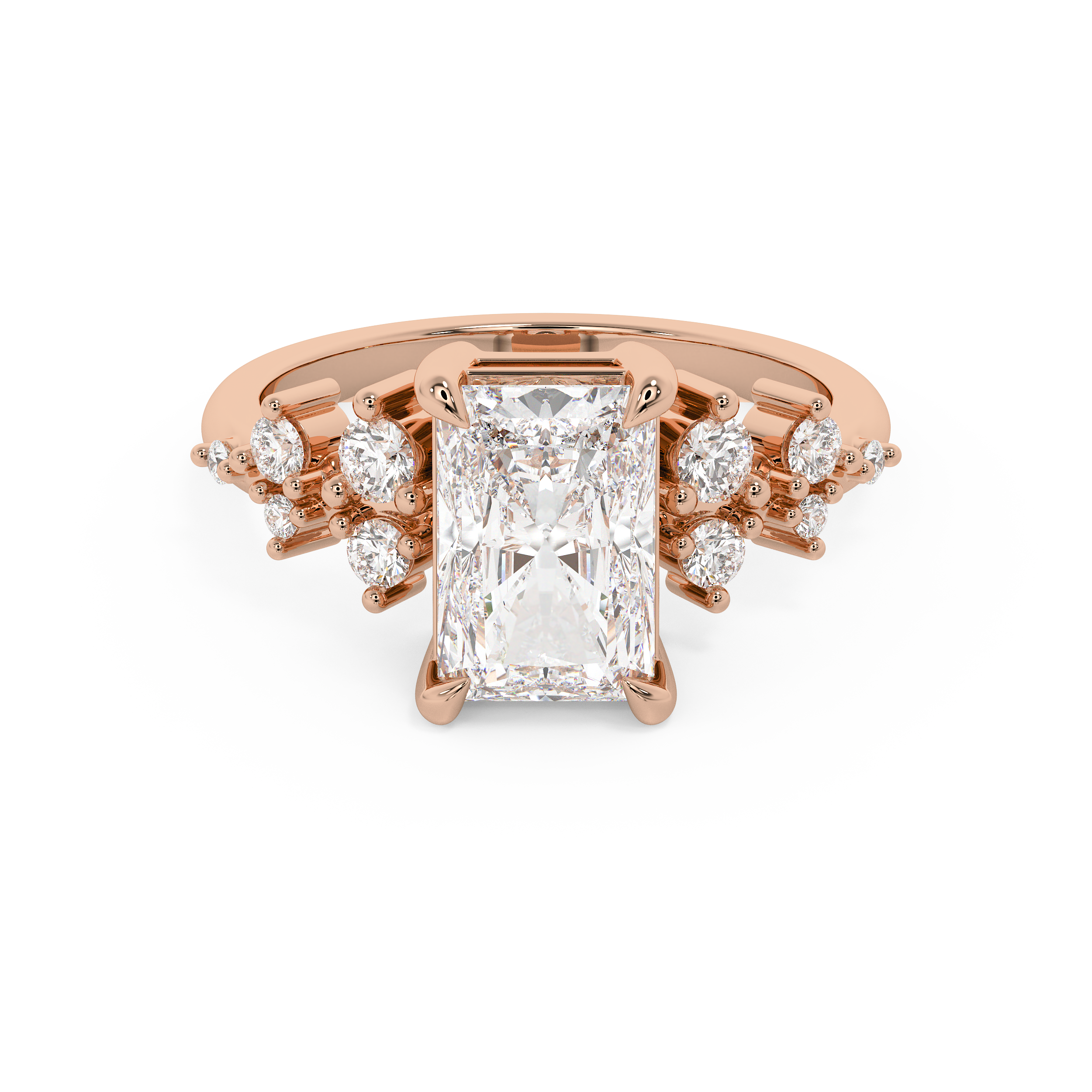 Radiant Cluster Lab Grown Diamond Engagement Ring