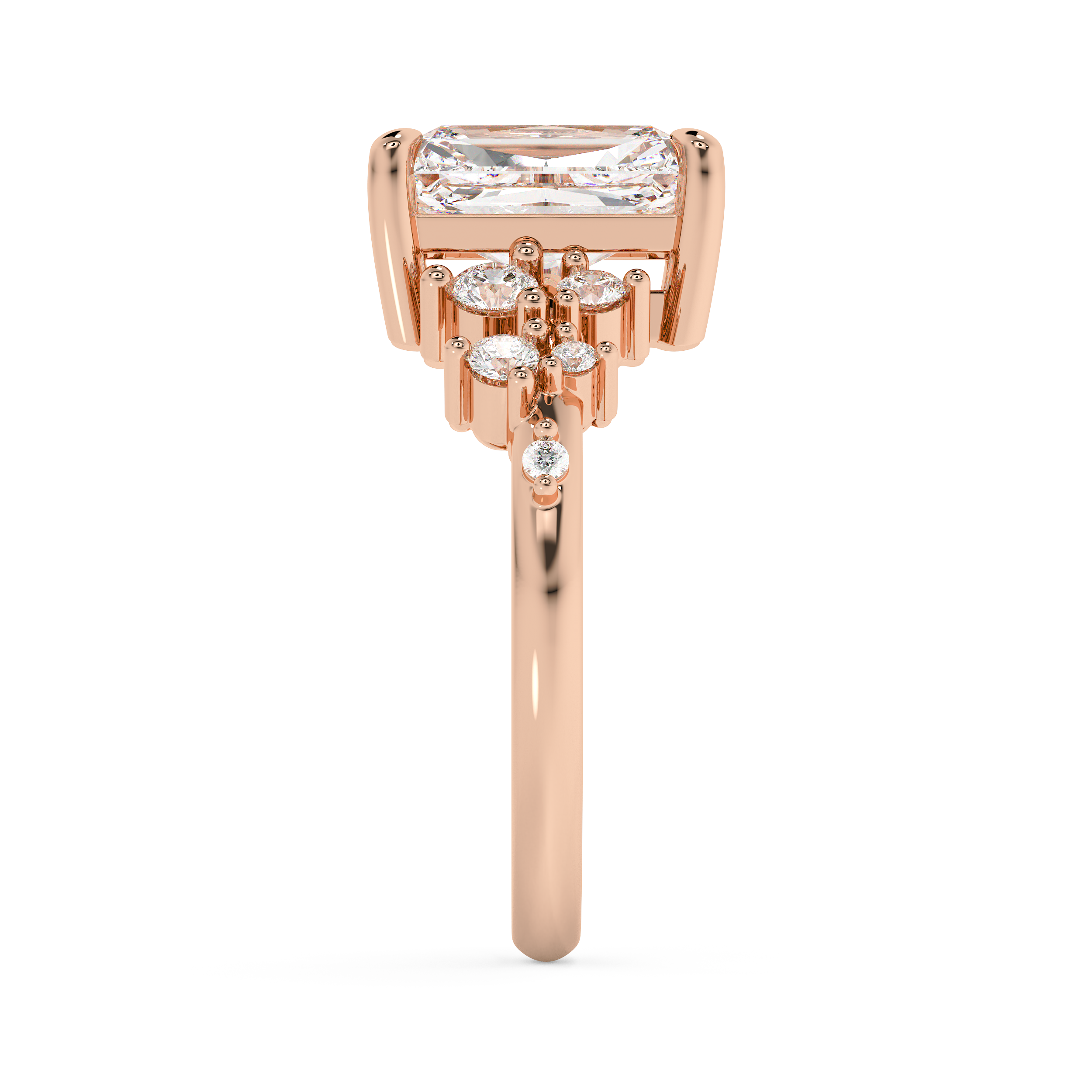 Radiant Cluster Lab Grown Diamond Engagement Ring