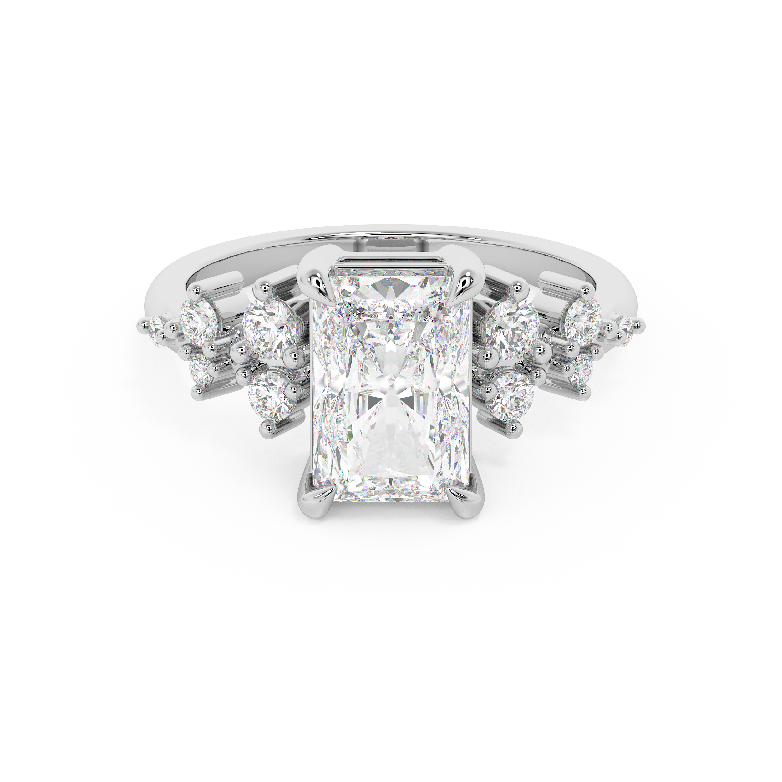Radiant Cluster Lab Grown Diamond Engagement Ring
