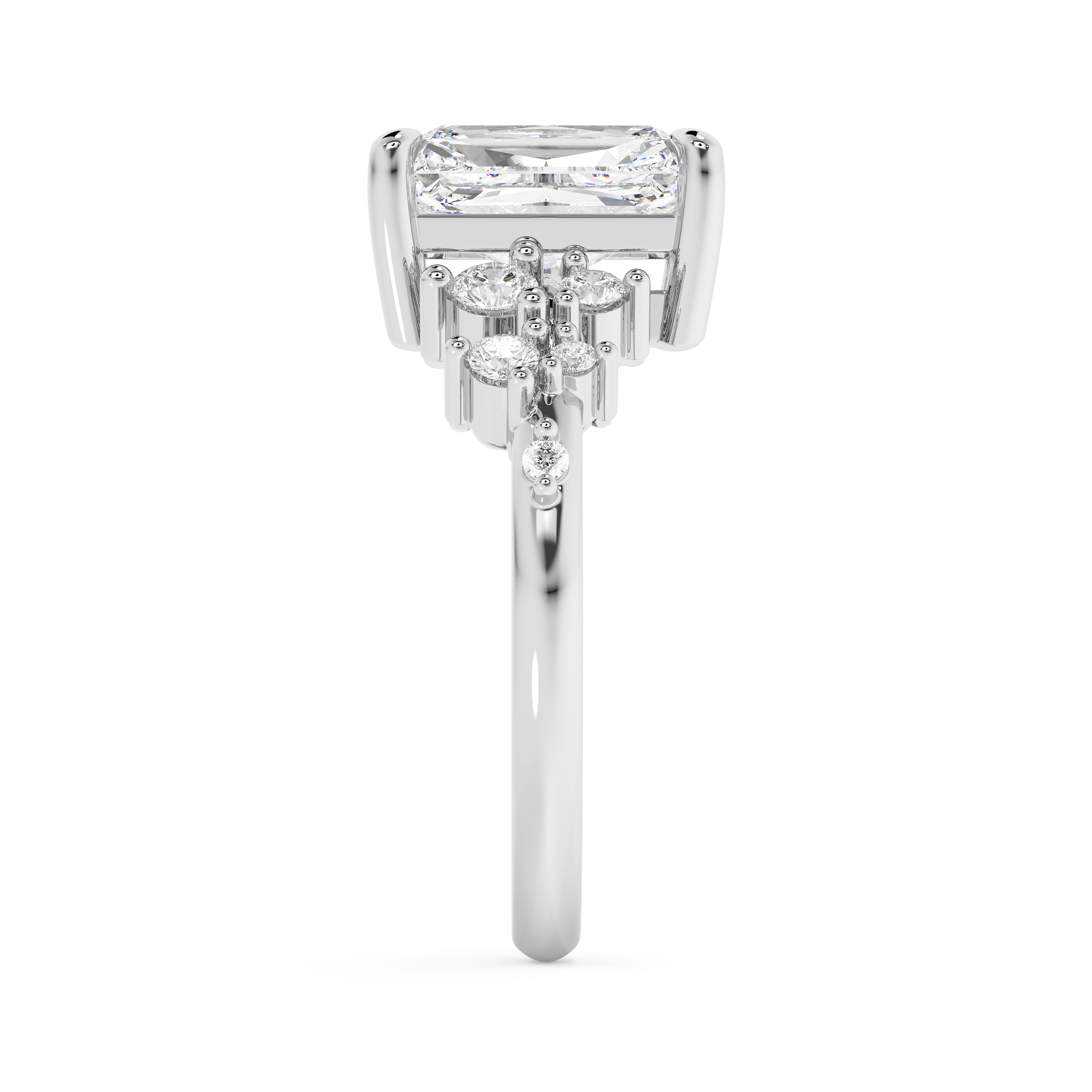 Radiant Cluster Lab Grown Diamond Engagement Ring