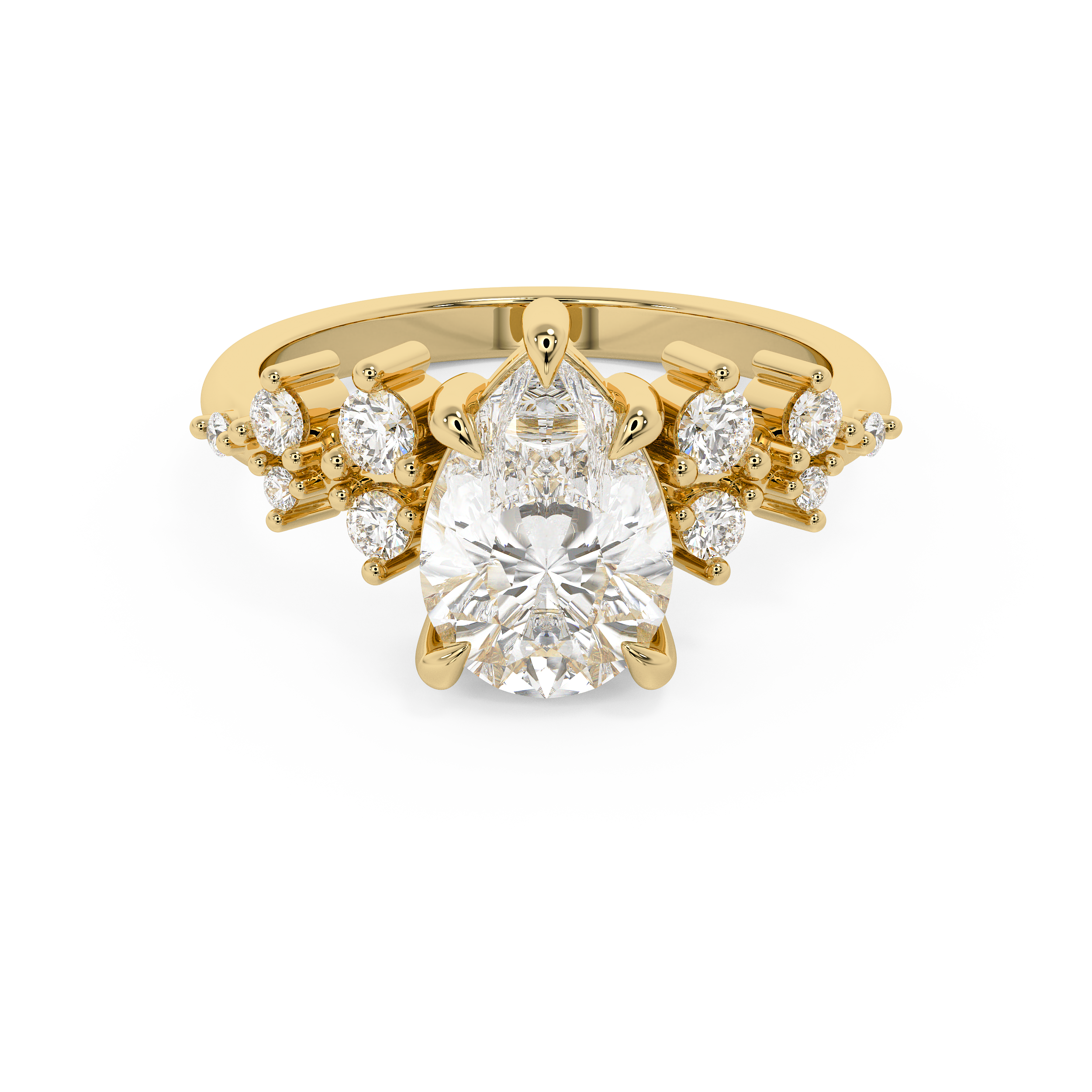 Pear Cluster Lab Grown Diamond Engagement Ring